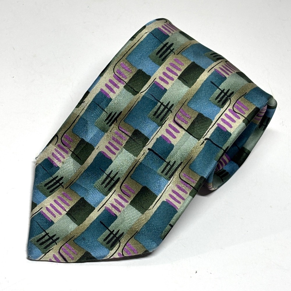 J. Garcia Necktie Mens XL Blue Green Silk Emerald City Limited Edition